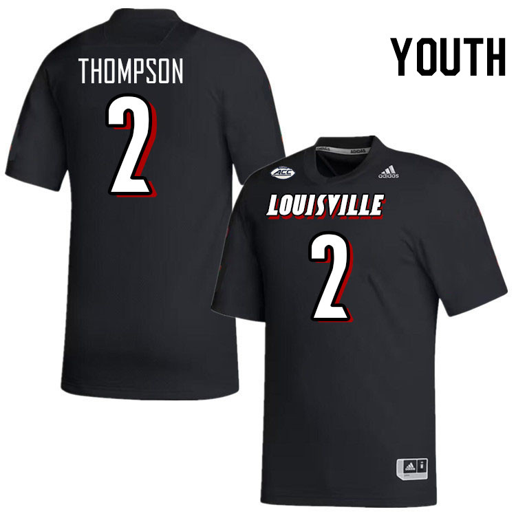 Youth #2 Jadon Thompson Louisville Cardinals College Football Jerseys Stitched-Black